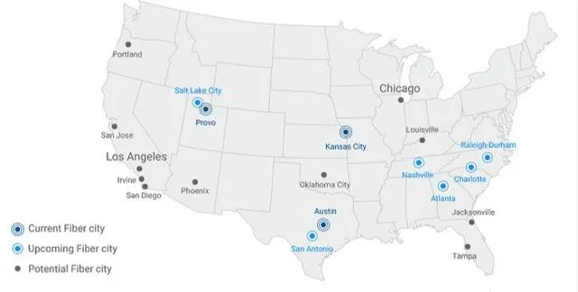 此前已在堪萨斯城,德克萨斯州奥斯汀和犹他州普罗沃等地推出的谷歌