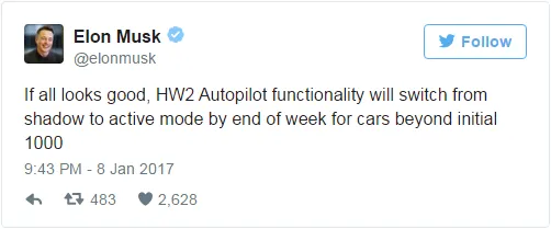 特斯拉即将开测 Autopilot 2：改进 HW1/HW2 和“狂暴模式”