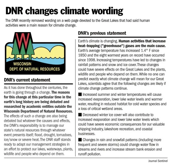 威斯康星州自然资源部门不再认为人类活动引起了气候变化