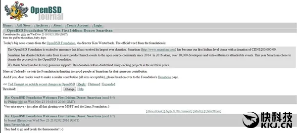 史上最大笔！锤子科技向OpenBSD基金会捐款143万元