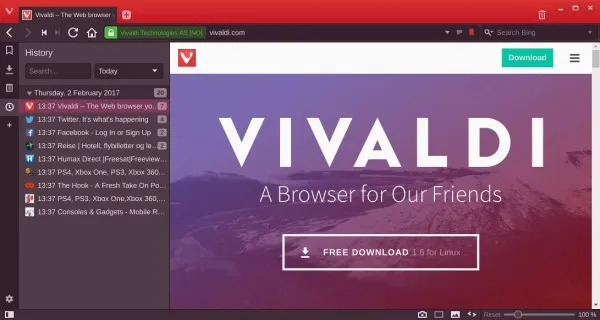 [图]Vivaldi 1.7网页浏览器将带来全新历史记录面板