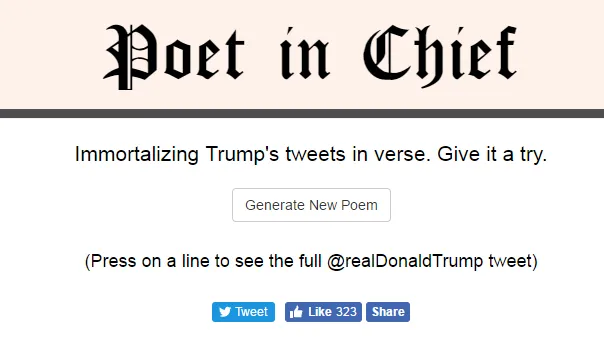程序员将特朗普Twitter消息生成“打油诗”：还押韵