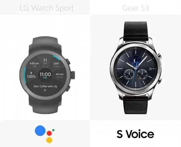 规格参数对比：LG Watch Sport VS 三星Gear S3