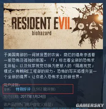 《生化危机7》Steam销量突飞猛进 玩家齐点赞