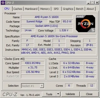 AMD 锐龙5 1600X水冷超频4.3GHz：新纪录