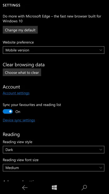 Windows 10 Mobile build 14946“默认浏览器”设置选项曝光