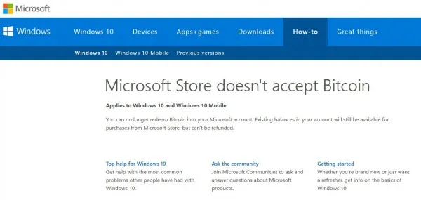 微软纠正：Windows Store依然支持比特币