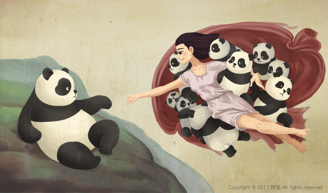 当国宝熊猫遇上国内外名画 呆萌新高度