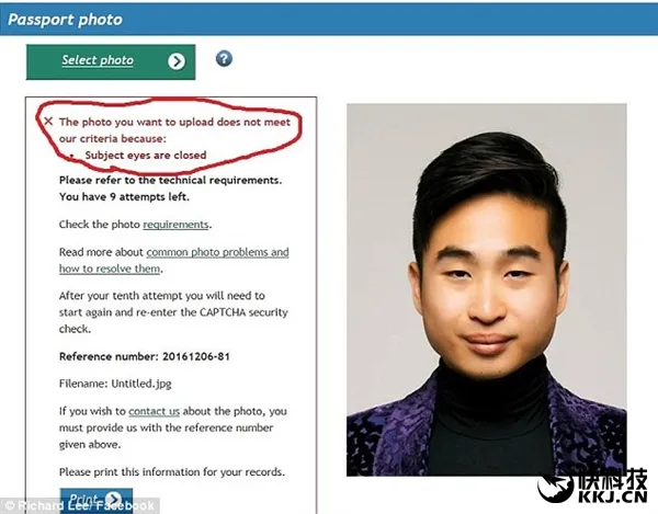 男子更新护照被提示“闭眼”：自P大眼照回击