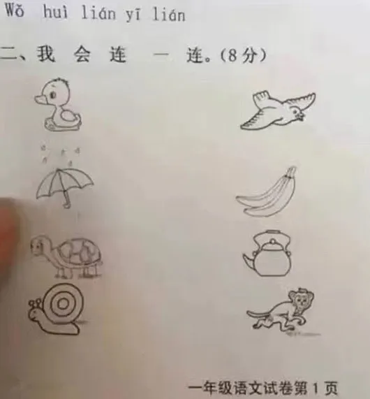 小学生求助一年连线题：大家看后画面混乱...