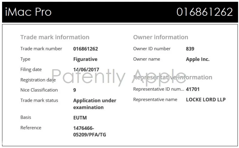 苹果提交iMac Pro 商标申请 范围涵盖智能眼镜、Touch ID