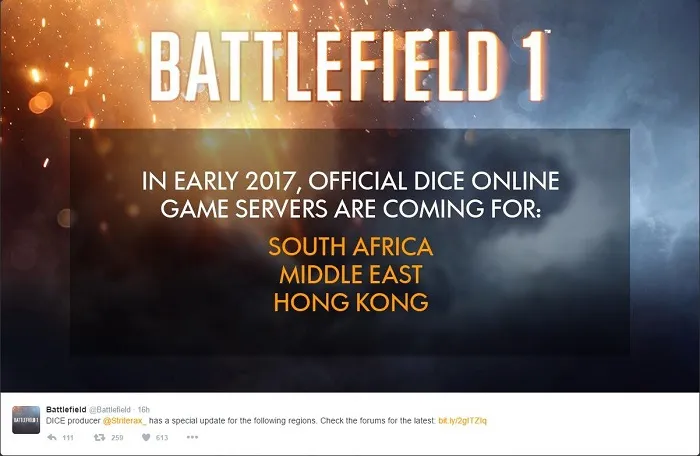 “这几年”将不会有《战地》新作，但香港会有官方服务器