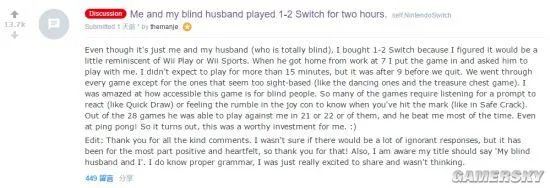 妻子和盲人老公享受《12Switch》 残障人士福音
