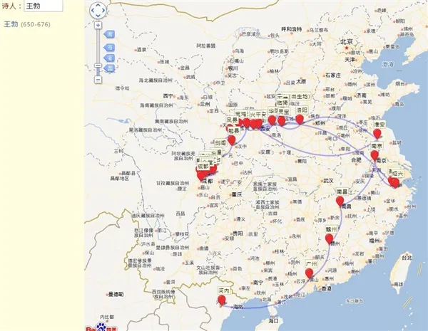 这个网站可以看到古代诗人轨迹地图 网友：李白这是在打野？