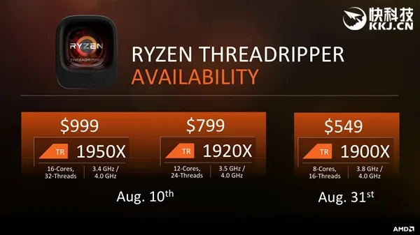 AMD Ryzen ThreadRipper正式发布：16/12/8核心全都有 性价比残暴