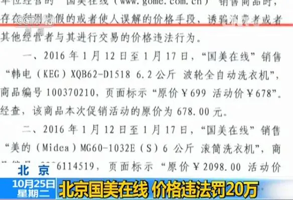 促销价比原价高 国美在线价格违法被罚20万