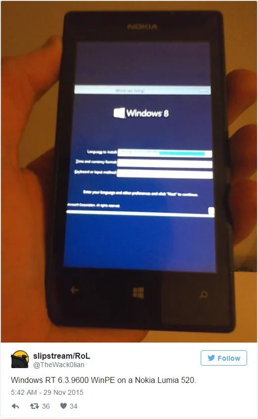 XDA开发者晒出让Lumia 520载入Windows RT的初步战果