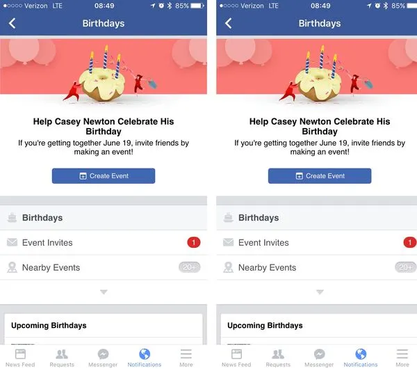 Facebook会提醒好友为你筹办生日派对了！