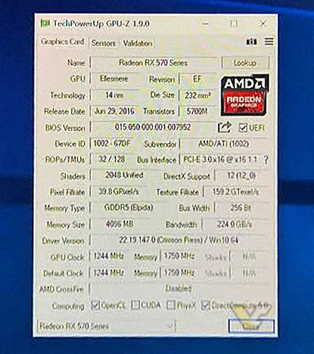 AMD Radeon RX 580/570显卡曝光，熟悉的RX 480/470味道