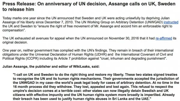 阿桑奇请求英国和瑞典政府还他自由