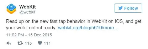 WebKit推出Fast-tap：iOS版Safari点击响应速度提升6倍