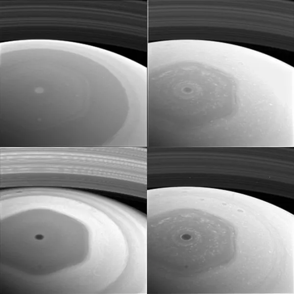 土星北极风暴图片