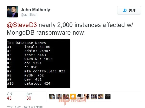 MongoDB数据库勒索，中国受害者数量超乎你的想象，SOS！