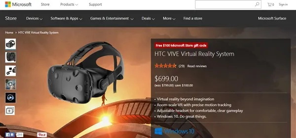 HTC Vive狂降1400元！最好的VR眼镜