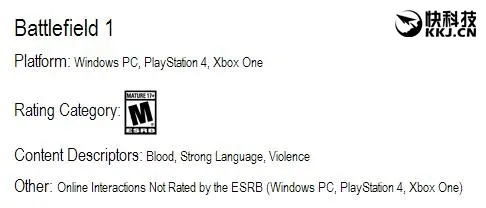 《战地1》被划为17禁限制级：如此暴力