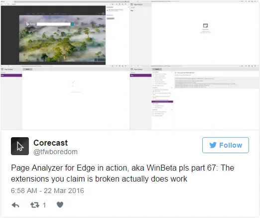 Windows 10 Edge新扩展Page Analyzer已登陆Windows Store