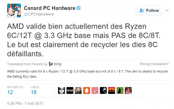 窃喜：AMD Ryzen 6核12线程健在 频率3.3GHz