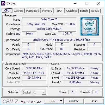 Intel Core i7-8550U相关测试出炉，性能暴涨
