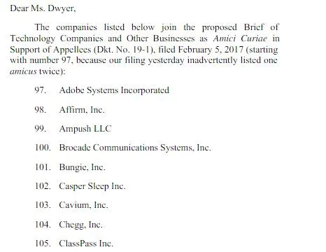 Adobe / Bungie / 惠普等百家企业联名反对特朗普移民禁令