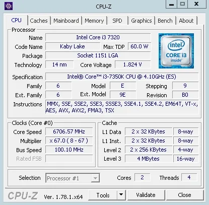 Intel i3-7350K狂飙：满血超频6.7GHz 秒i5全家