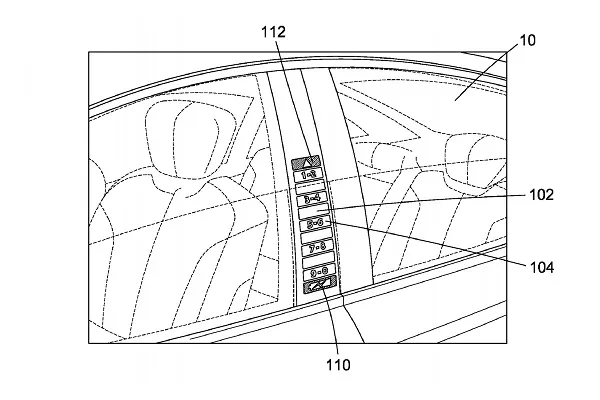 福特新专利：在电动汽车B柱上嵌入一排按键 可显示剩余电量