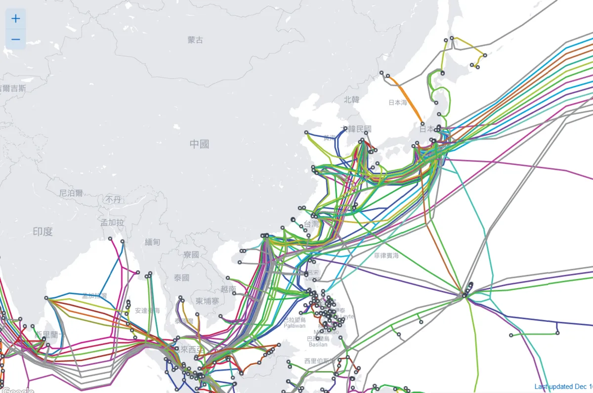 全球海底光缆的分布图