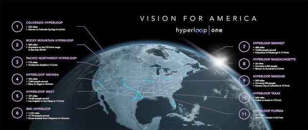 超级高铁又画大饼：Hyperloop One在美规划11条线路