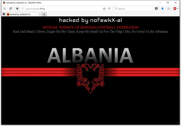 赢得比赛后 阿尔巴尼亚黑客攻破罗马尼亚足球总会官网以示羞辱