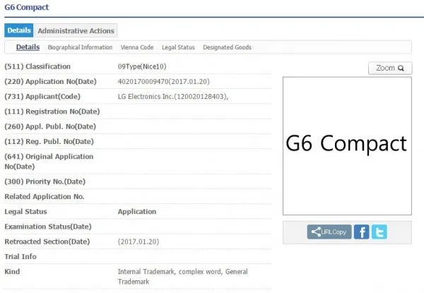 LG申请G6 Lite/Compact商标：将同步亮相MWC2017
