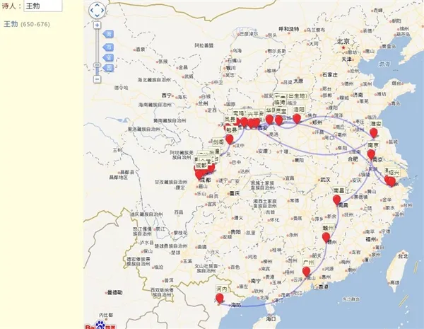 有网友发现一个很有意思的网站：“唐宋文学编年地图”