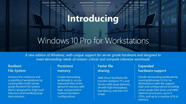 Windows 10工作站版推出：新ReFS文件系统、可6T内存