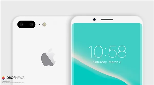 延续2.5D屏！iPhone 8最帅渲染图：全面屏够惊艳