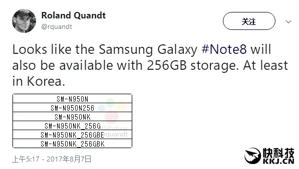 三星Note 8皇帝版首曝：6GB+256GB爽飞