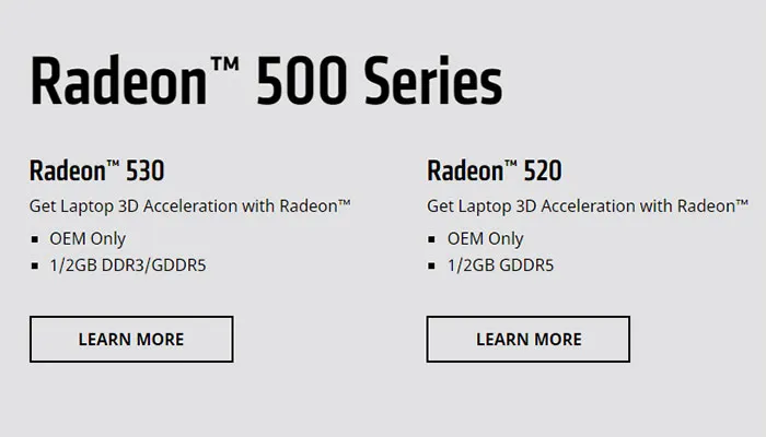 Radeon 500家族多了Radeon 530/520新卡：28nm马甲卡