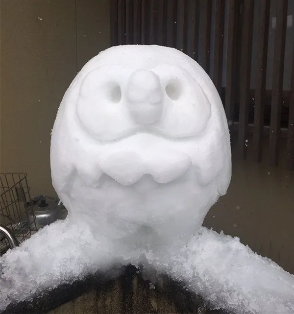 日本网友狂晒雪人作品 童话照进现实了！