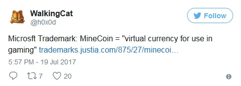 微软注册MineCoin商标 疑为《我的世界》商城货币重命名