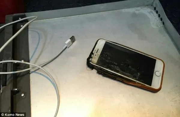 [图]惊魂一刻：女孩坐飞机时iPhone 6突然着火