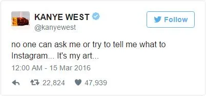 Kanye West终于开通了Instagram账户