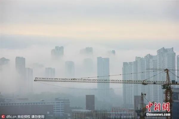 青岛平流雾奇景：宛如天庭仙境