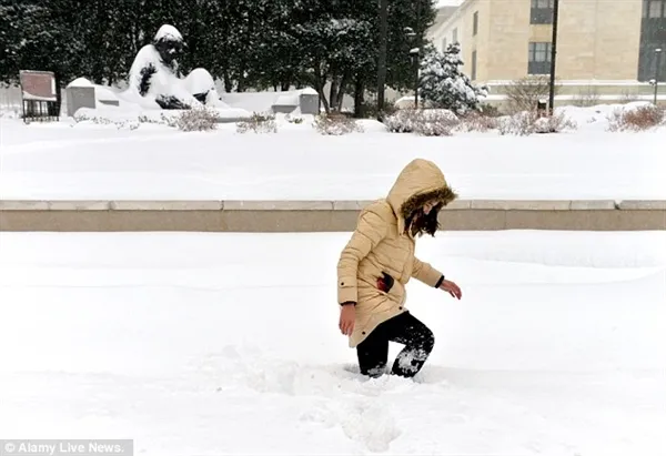 暴风雪袭击美国：积雪过腰 车被“埋”了